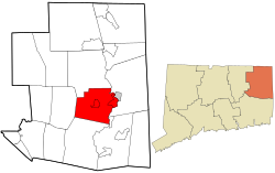 Windham County Connecticut incorporated and unincorporated areas Brooklyn highlighted